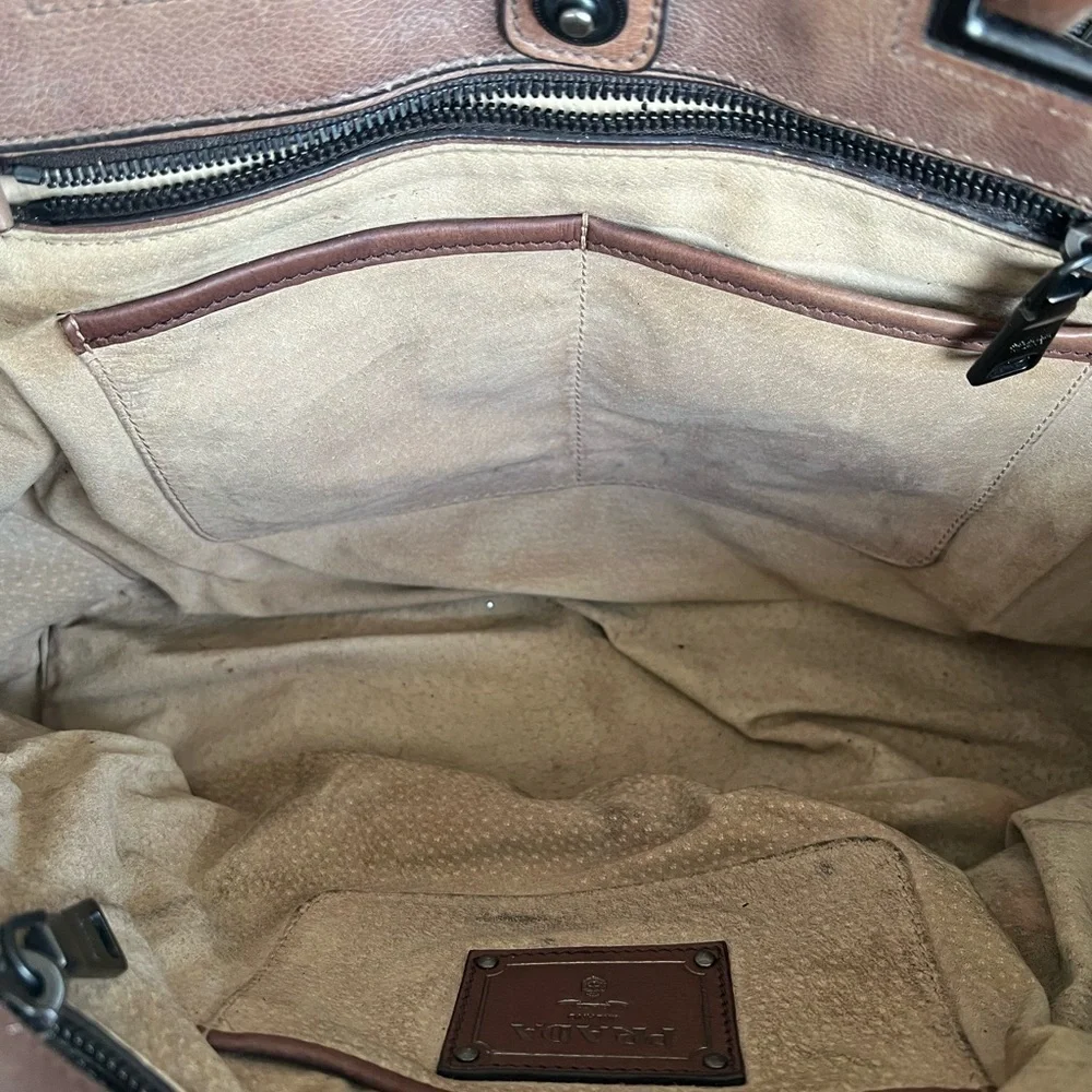 Prada Tan Leather Men's Briefcase